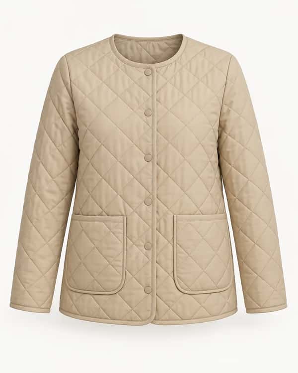 Quilted Snap-Front Jacket - Sand